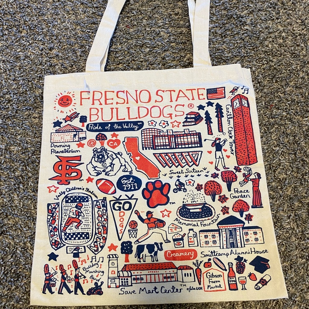 Fresno State Bulldogs Canvas Tote Bag - Red & Navy Graphic